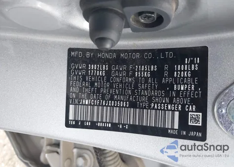 2018 Honda Civic Ex-L z USA, uszkodzony, nr VIN JHMFC1F76JX035063